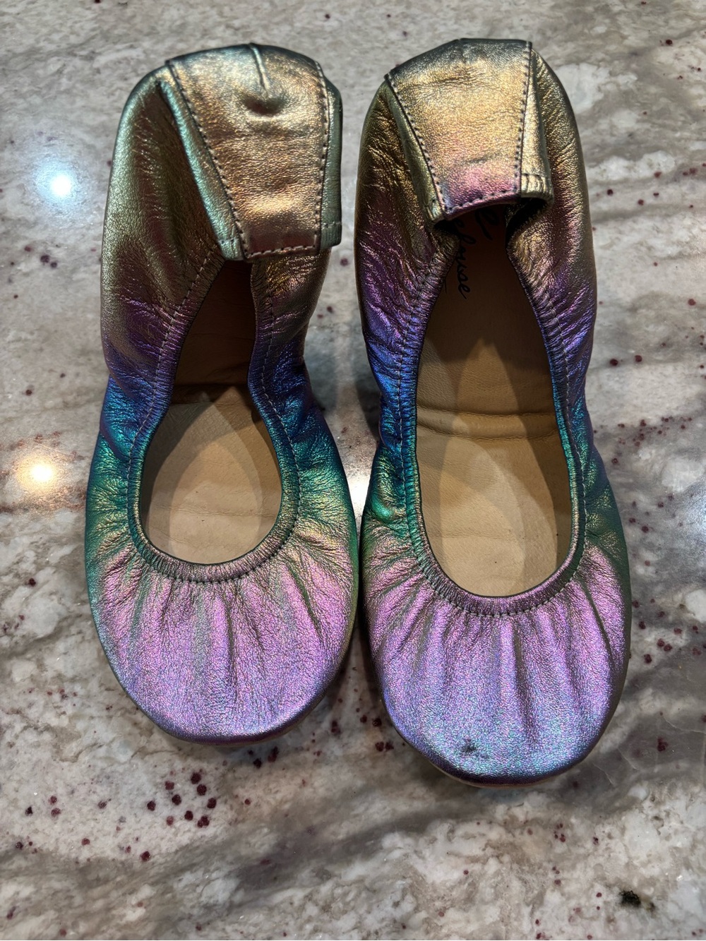 Iridescent Metallic Ballet Flats - Women's Multi-Color